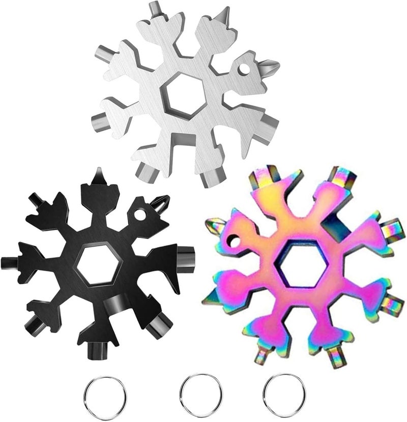 CROOT 3Packs Snowflake Multi Tool, 18-in-1 Stainless Steel Snowflake Multitool for Bottle Opener and Flat Phillips Screwdriver Kit/Wrench,Christmas Gifts for Men Adults Dad,Gadgets for Outdoor Camping Daily - Image 1